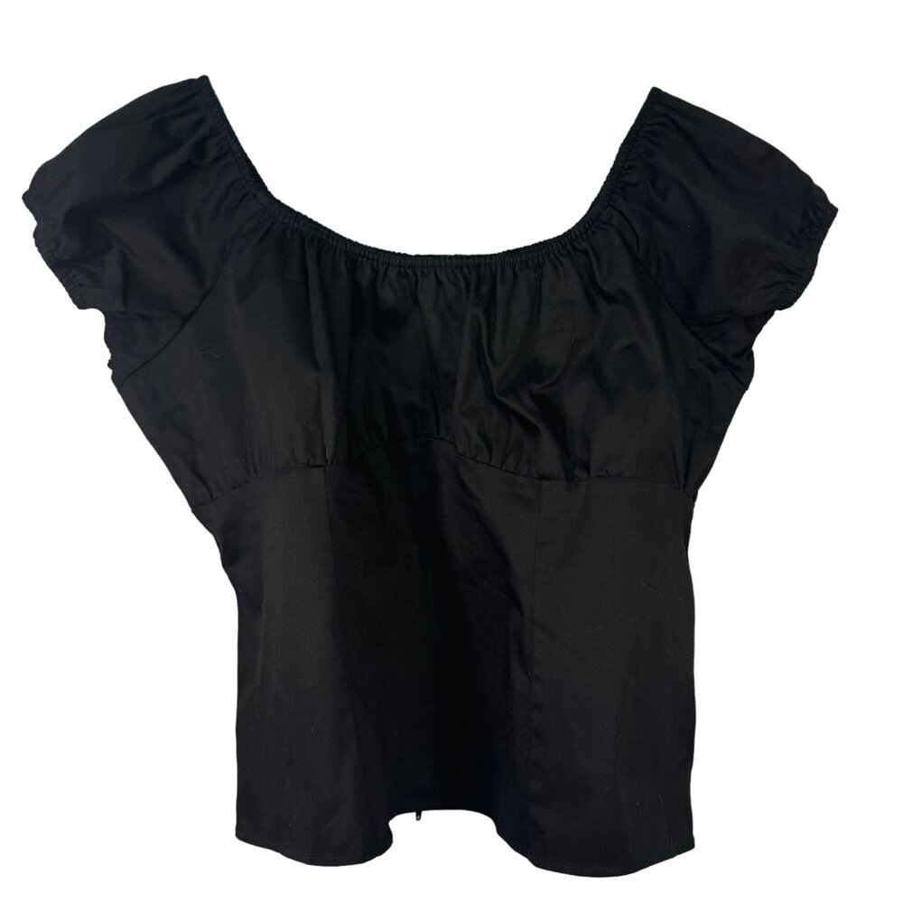 Pinup Couture Black Peasant Top Size 4X Rockabilly